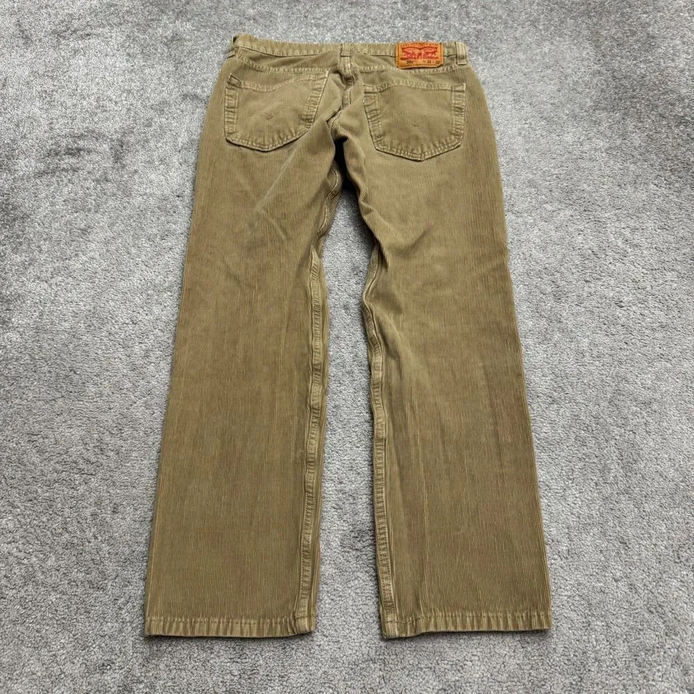 Levi's 502 Corduroy Straight Pants Mens 31 Brown Cord Tan Cotton Stretch Casual